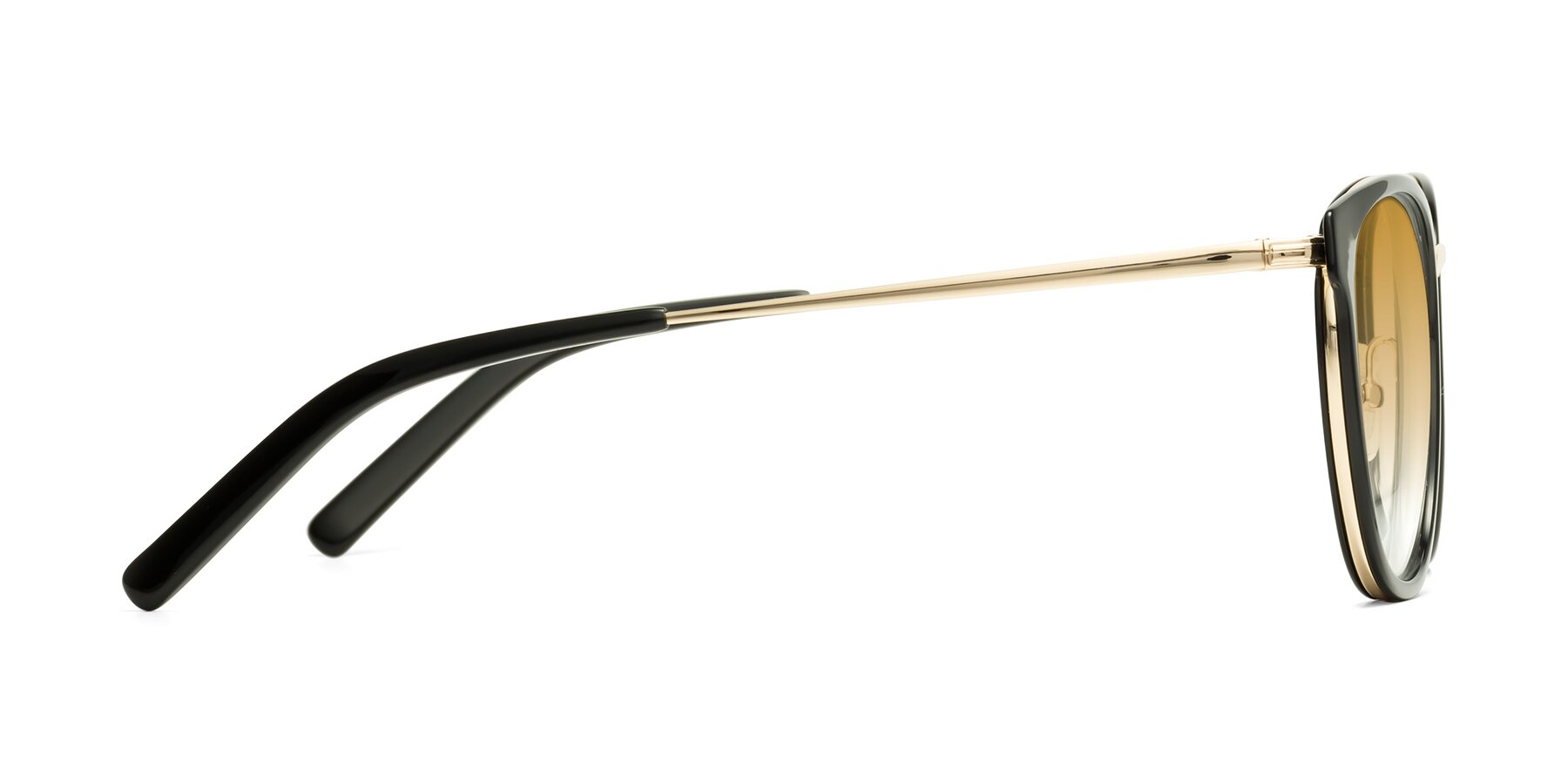 Side of Callie in Black-Gold with Champagne Gradient Lenses