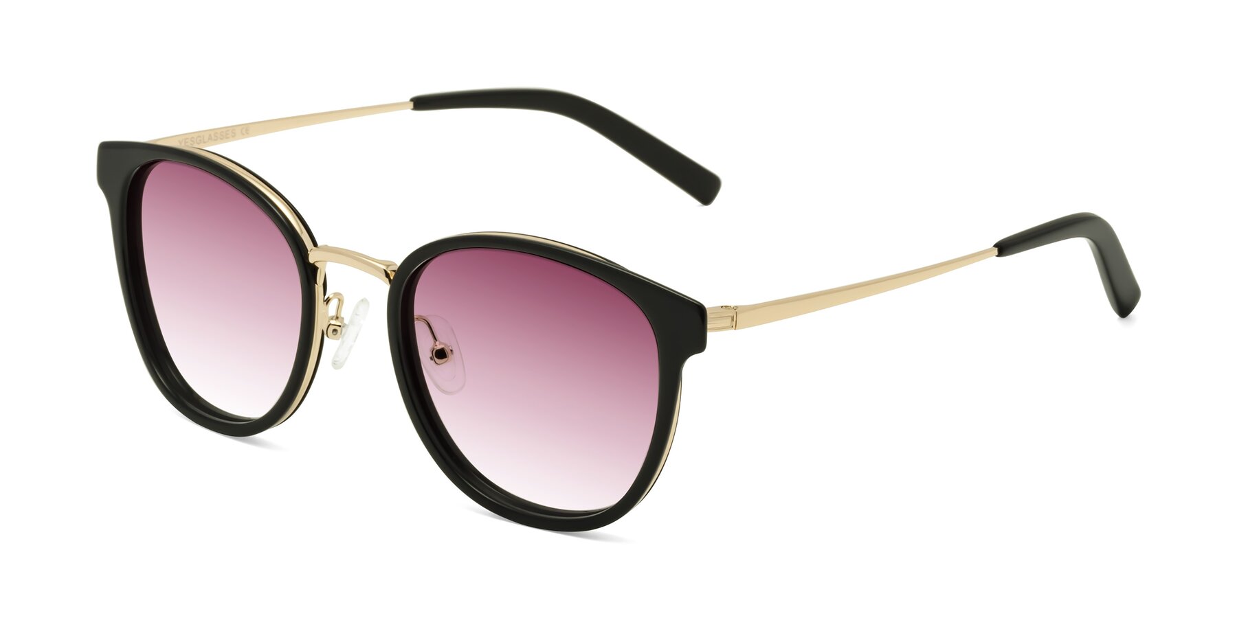 Angle of Callie in Black-Gold with Wine Gradient Lenses