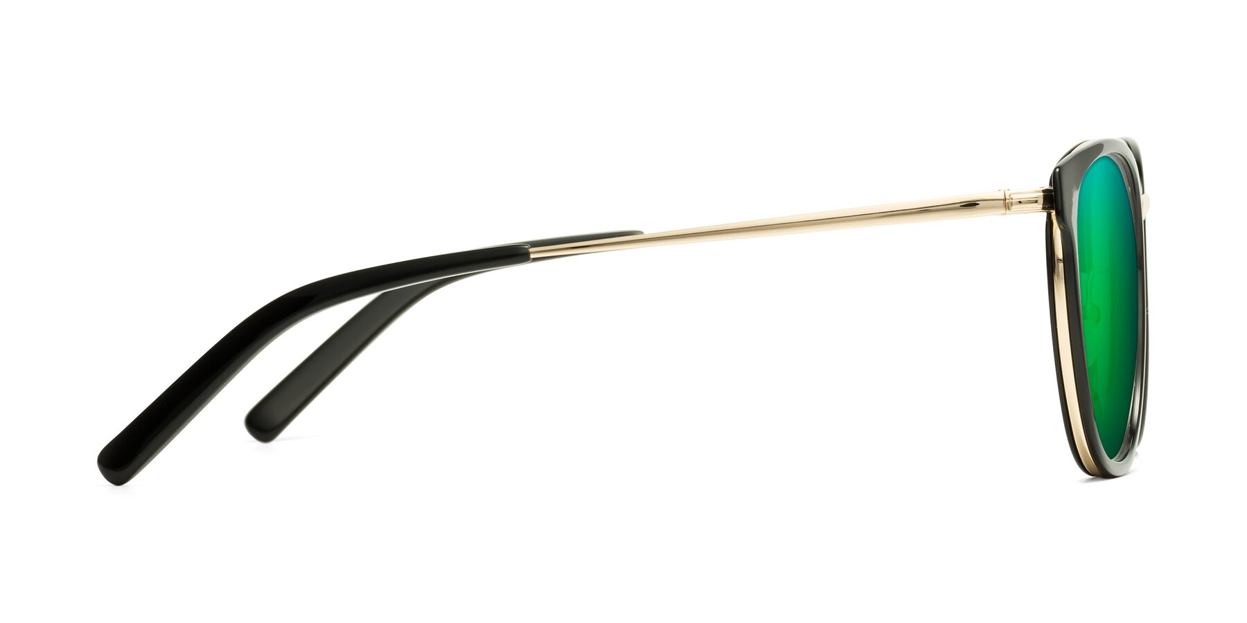 Side of Callie in Black-Gold with Green Mirrored Lenses