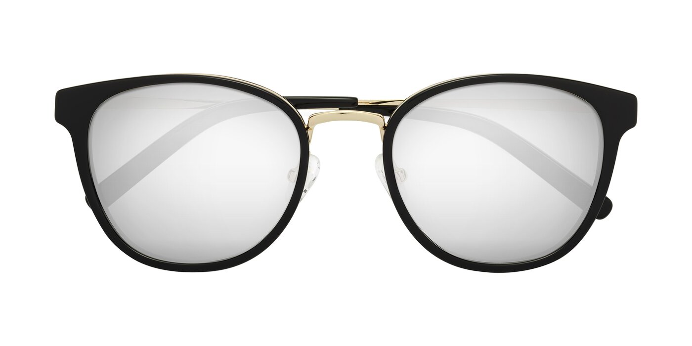 Callie - Black / Gold Flash Mirrored Sunglasses