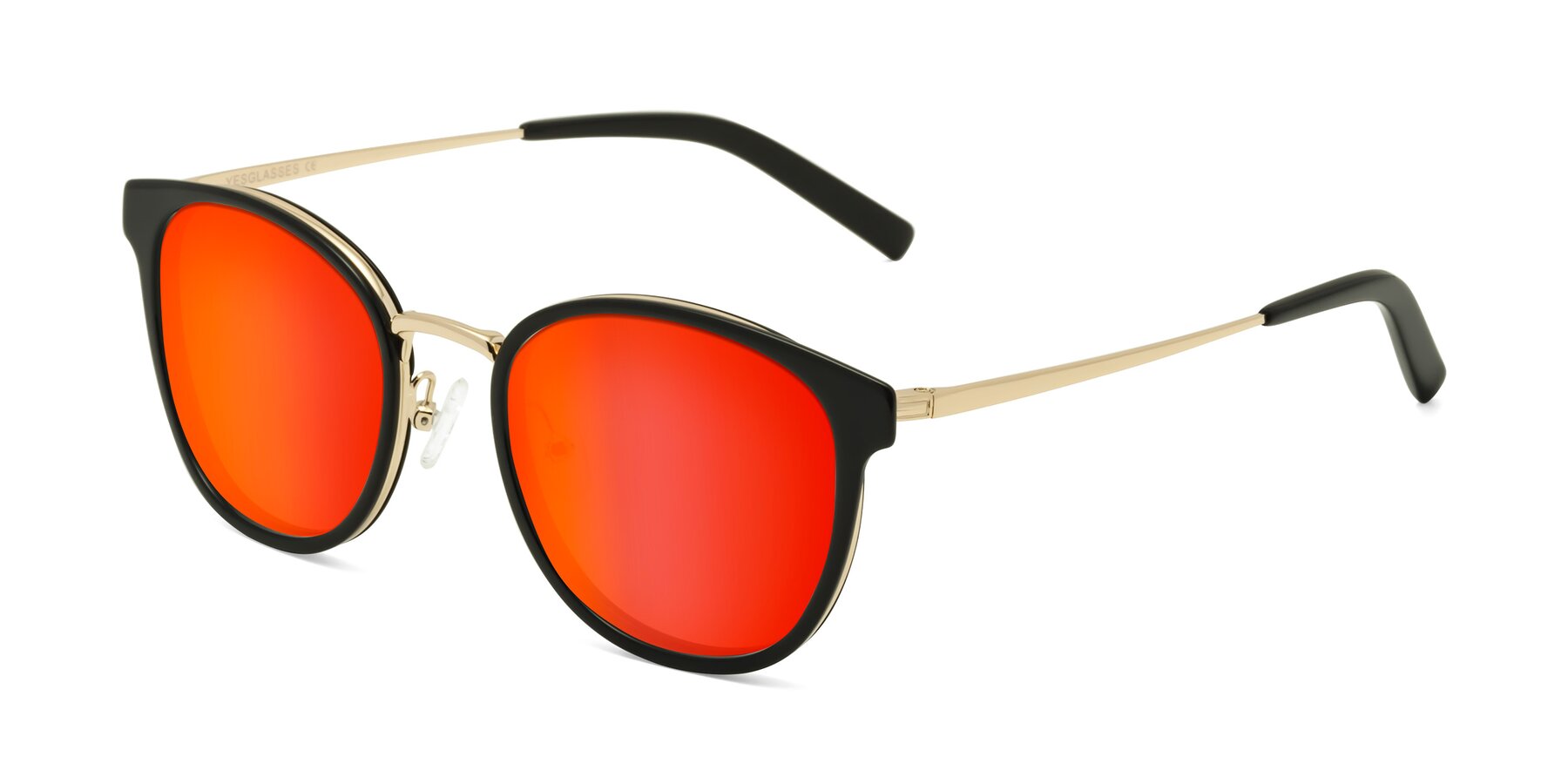 Angle of Callie in Black-Gold with Red Gold Mirrored Lenses
