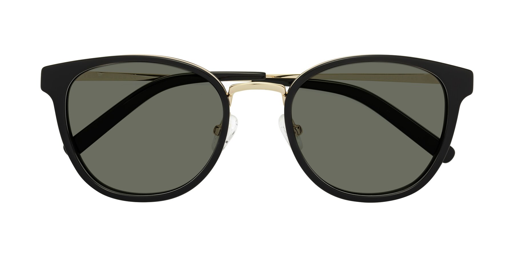 Folded Front of Callie in Black-Gold with Gray Polarized Lenses