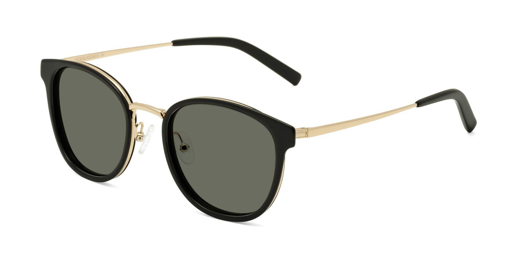 Angle of Callie in Black-Gold with Gray Polarized Lenses