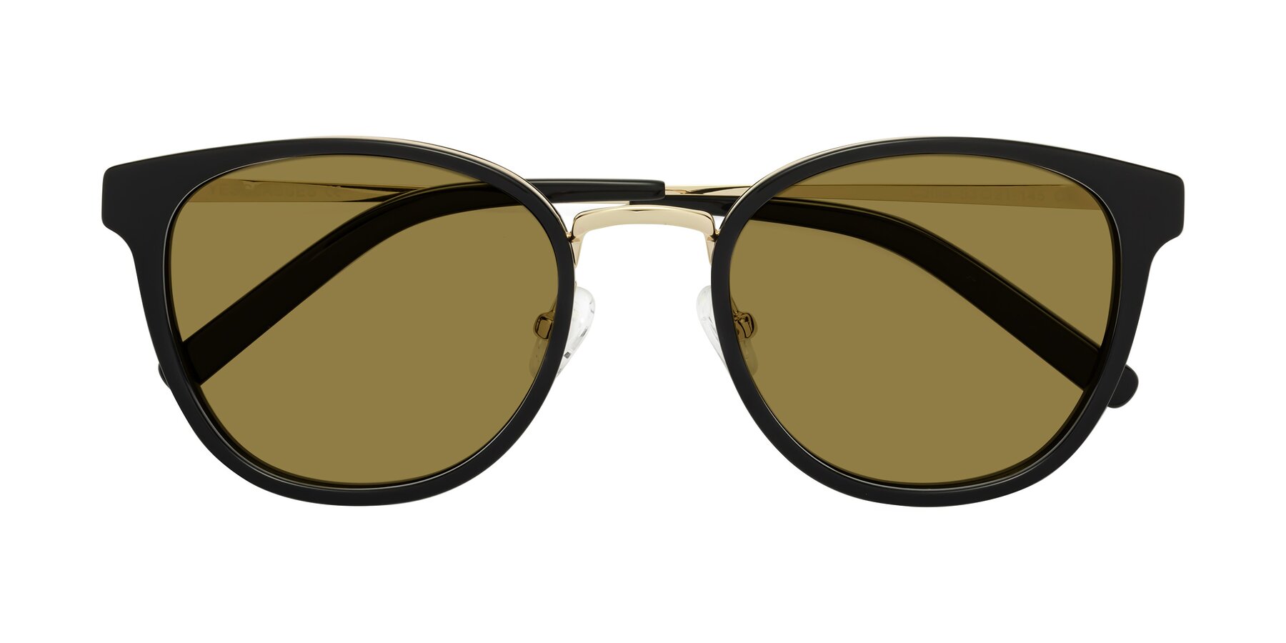 Folded Front of Callie in Black-Gold with Brown Polarized Lenses