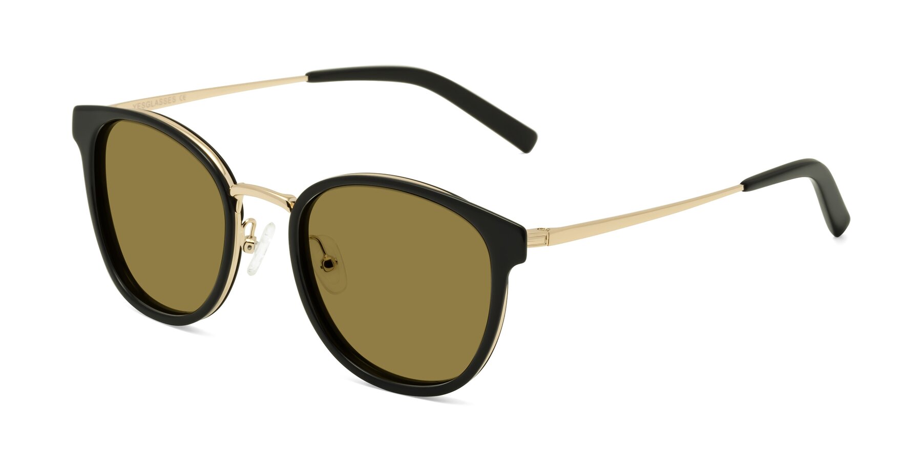 Angle of Callie in Black-Gold with Brown Polarized Lenses