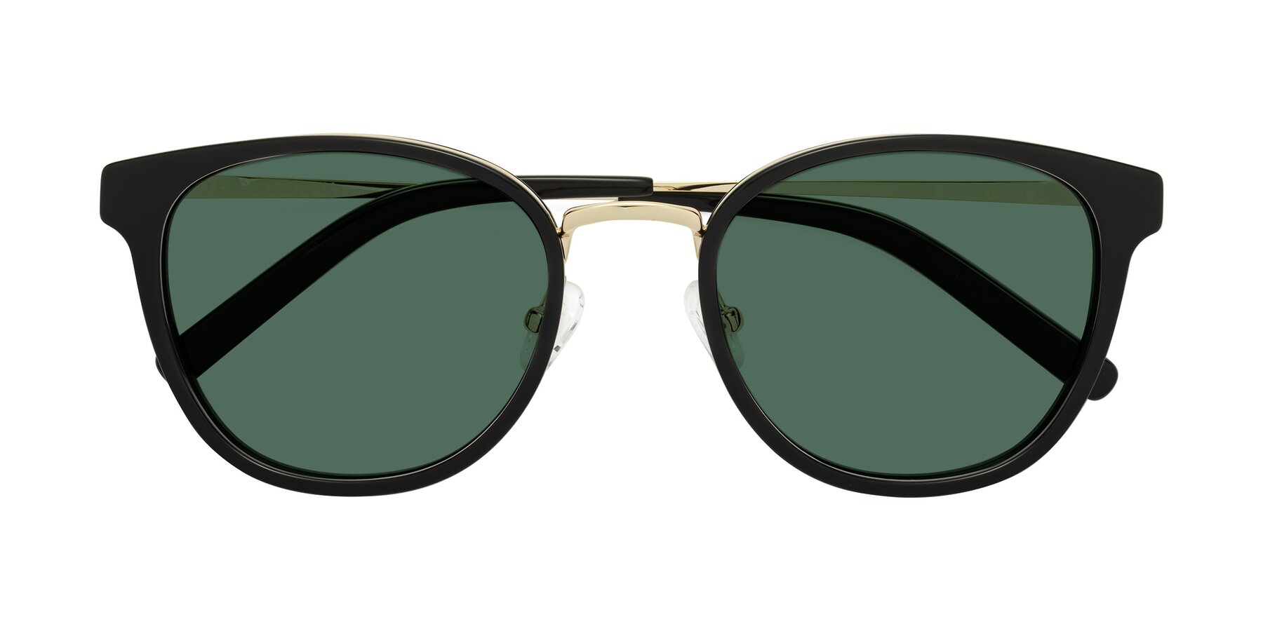 Folded Front of Callie in Black-Gold with Green Polarized Lenses