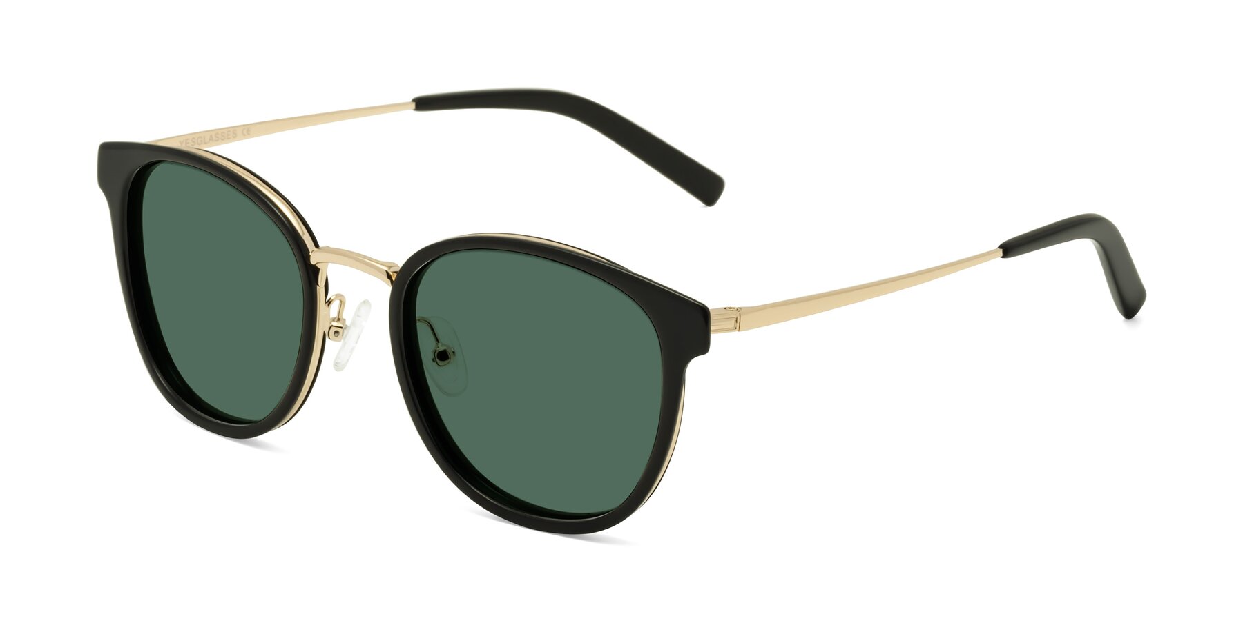 Angle of Callie in Black-Gold with Green Polarized Lenses