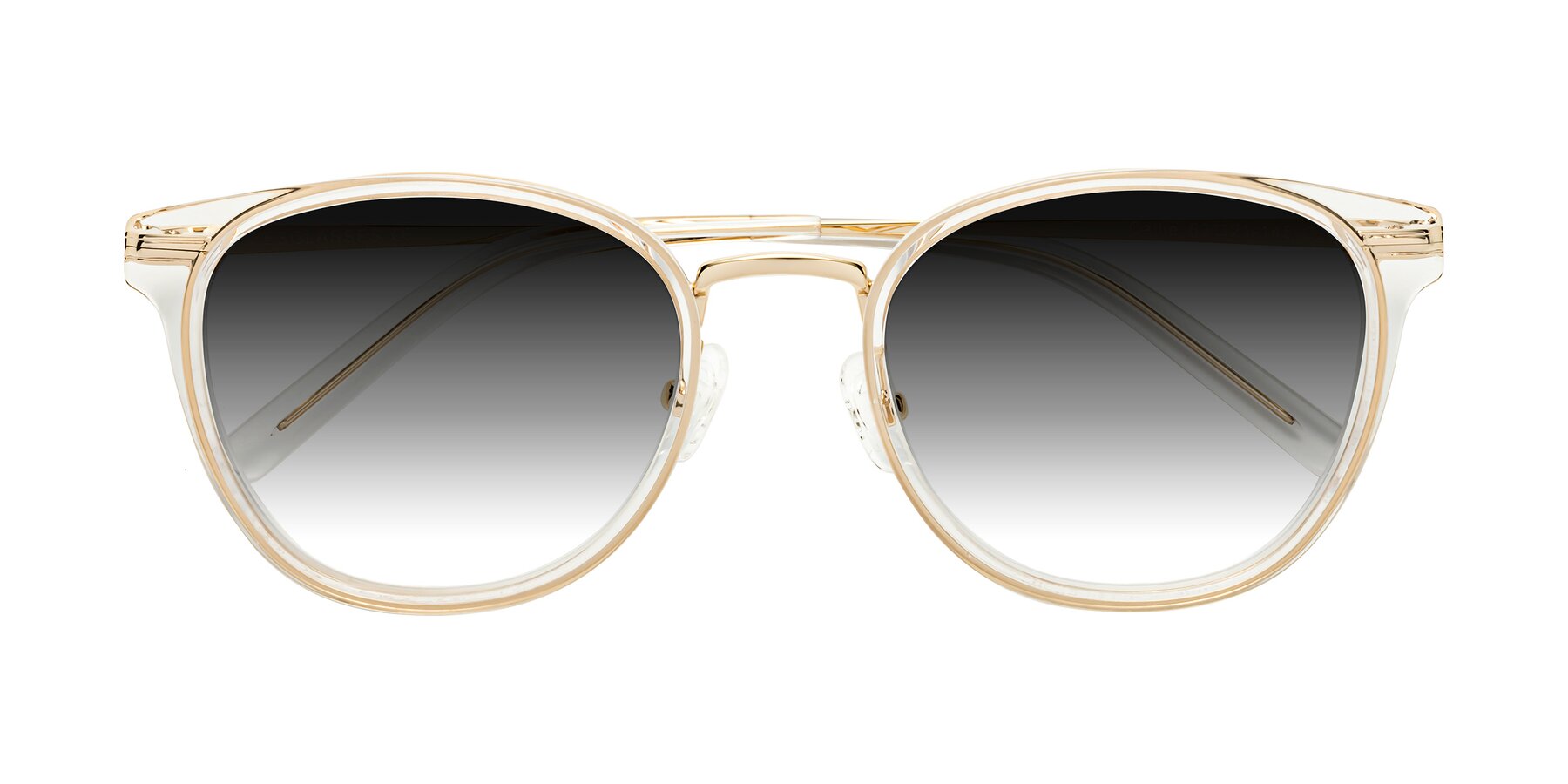 Folded Front of Callie in Clear-Gold with Gray Gradient Lenses