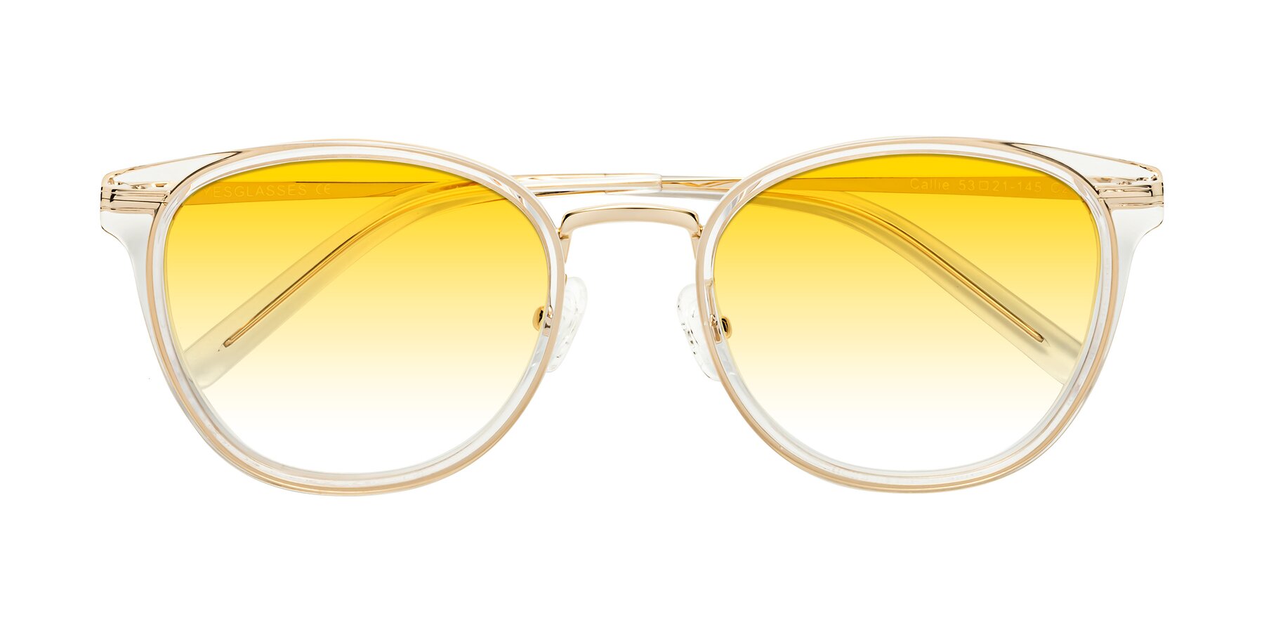 Folded Front of Callie in Clear-Gold with Yellow Gradient Lenses