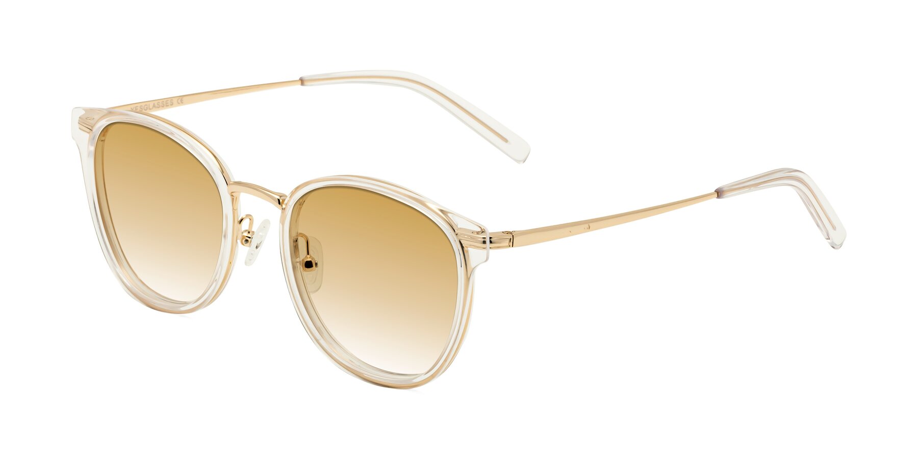 Angle of Callie in Clear-Gold with Champagne Gradient Lenses
