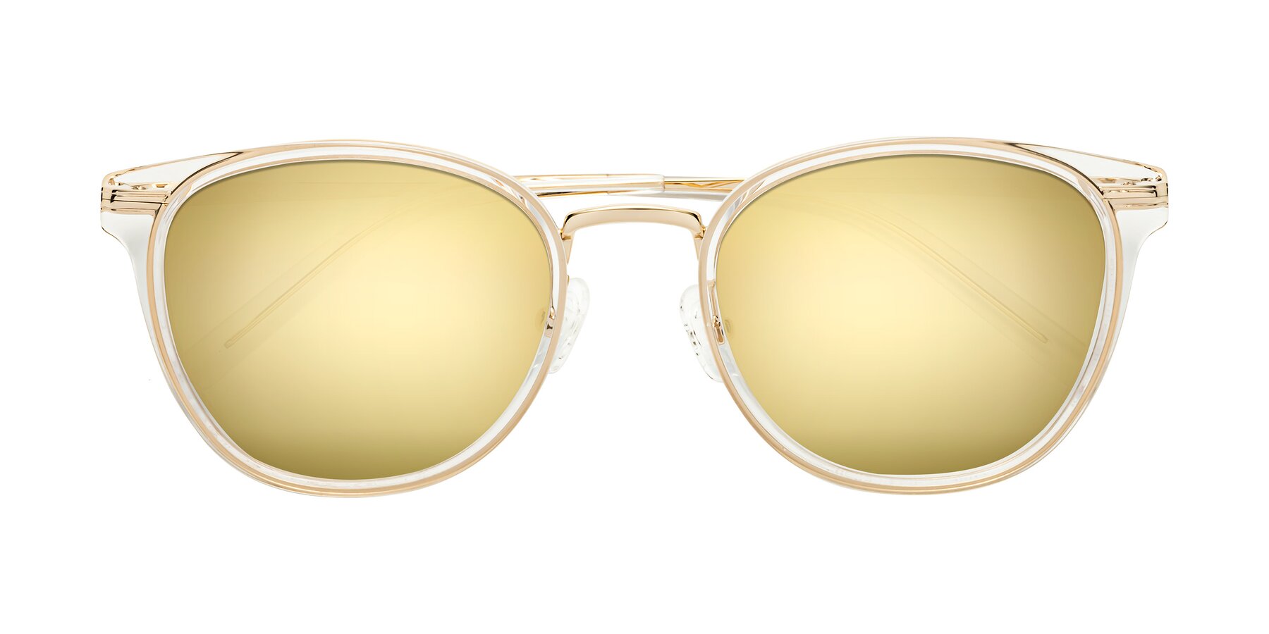 Folded Front of Callie in Clear-Gold with Gold Mirrored Lenses