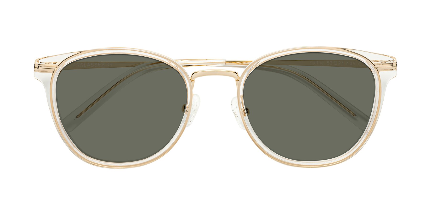 Folded Front of Callie in Clear-Gold with Gray Polarized Lenses