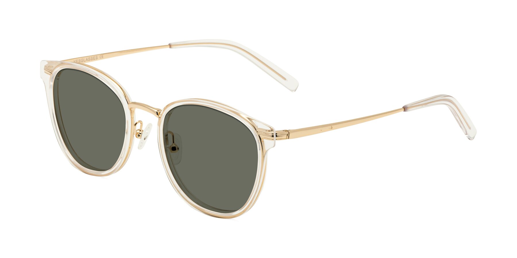 Angle of Callie in Clear-Gold with Gray Polarized Lenses