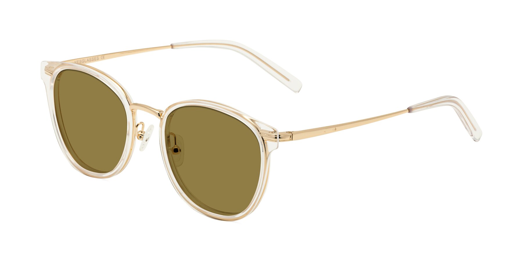 Angle of Callie in Clear-Gold with Brown Polarized Lenses