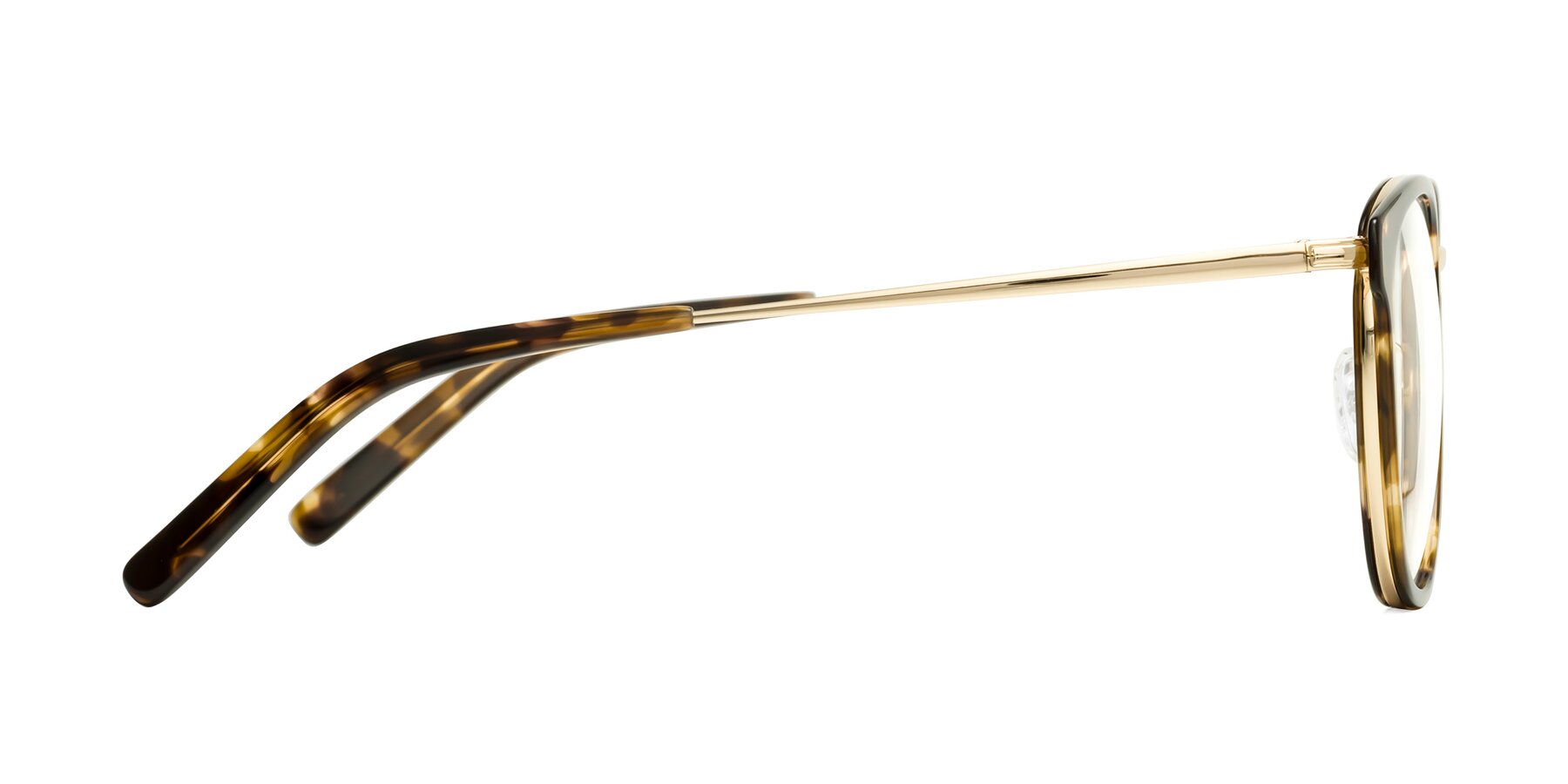 Side of Callie in Tortoise-Gold with Clear Reading Eyeglass Lenses