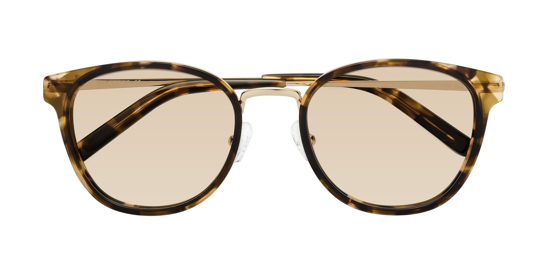 Folded Front of Callie in Tortoise-Gold with Light Brown Tinted Lenses