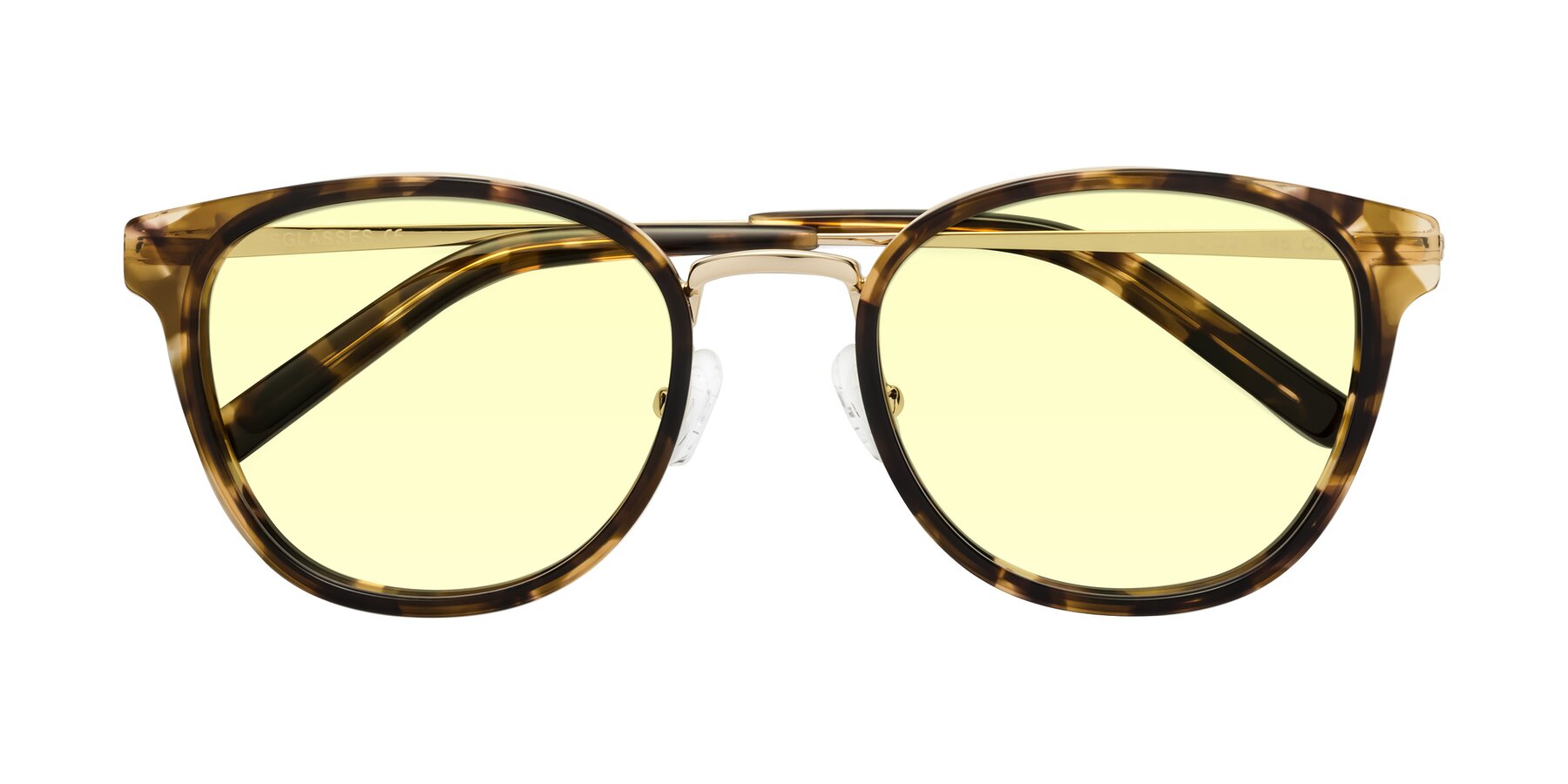Folded Front of Callie in Tortoise-Gold with Light Yellow Tinted Lenses