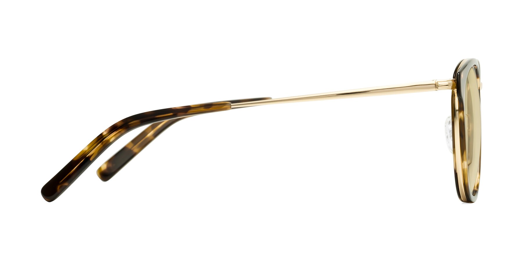 Side of Callie in Tortoise-Gold with Light Champagne Tinted Lenses