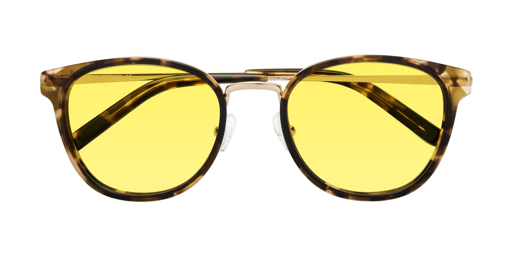 Folded Front of Callie in Tortoise-Gold with Medium Yellow Tinted Lenses