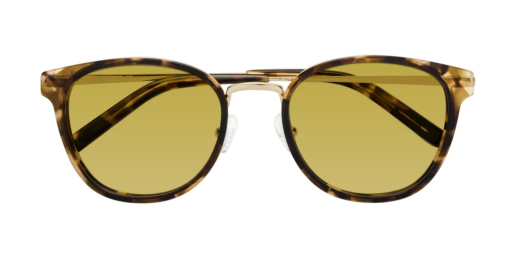 Folded Front of Callie in Tortoise-Gold with Champagne Tinted Lenses