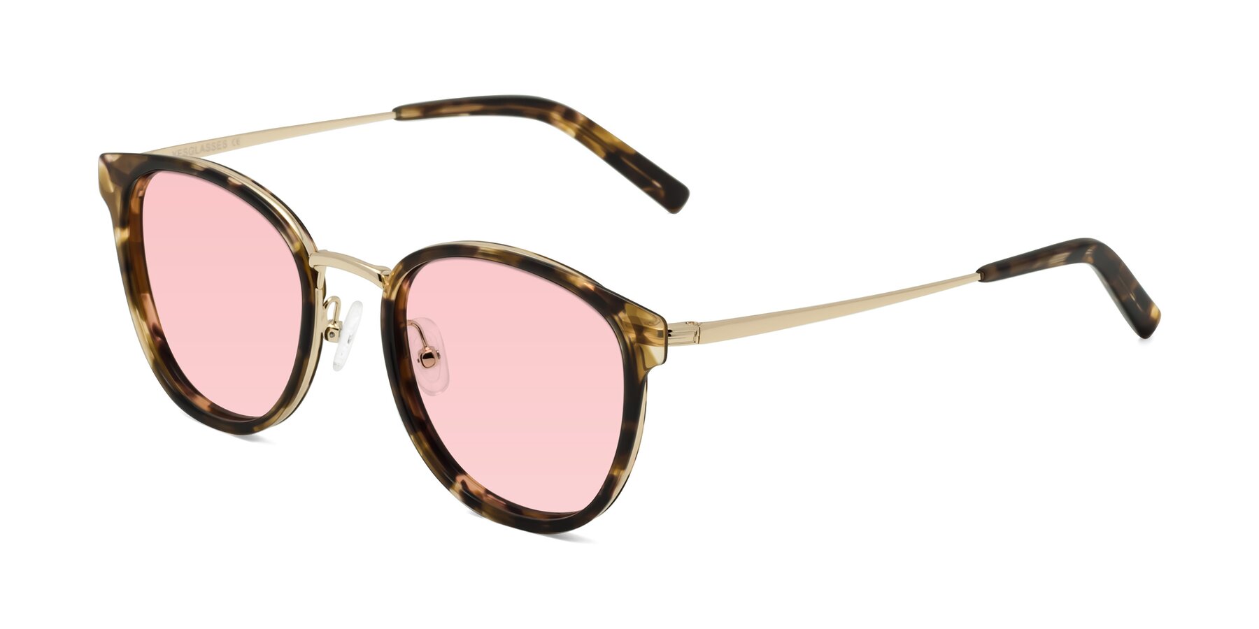 Angle of Callie in Tortoise-Gold with Light Garnet Tinted Lenses