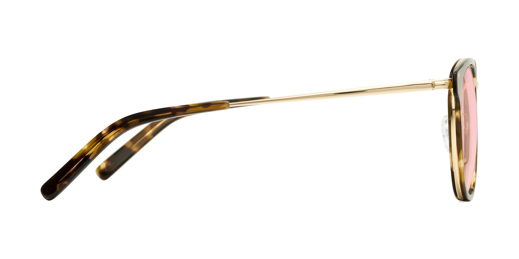 Side of Callie in Tortoise-Gold with Light Garnet Tinted Lenses