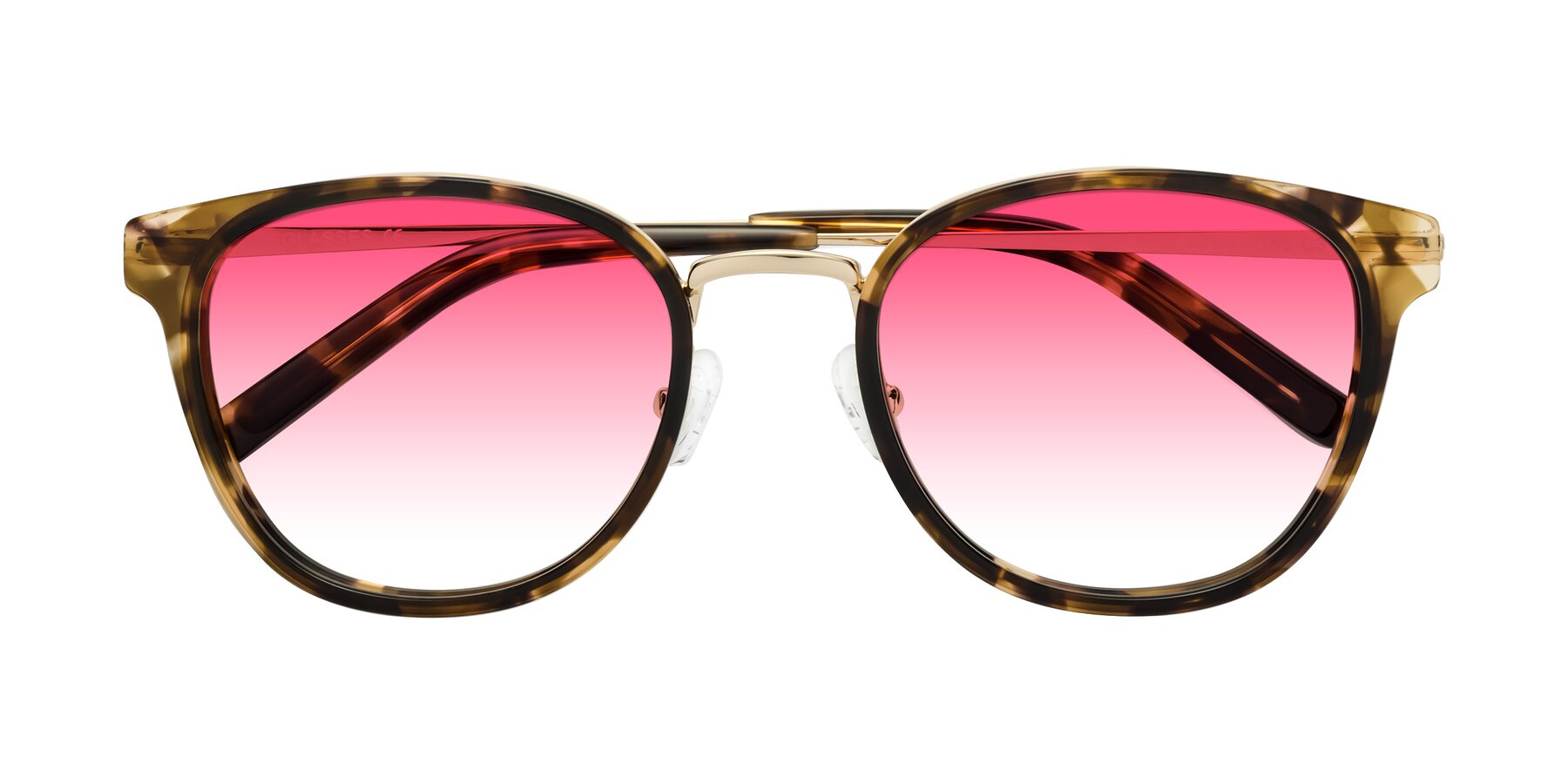 Folded Front of Callie in Tortoise-Gold with Pink Gradient Lenses