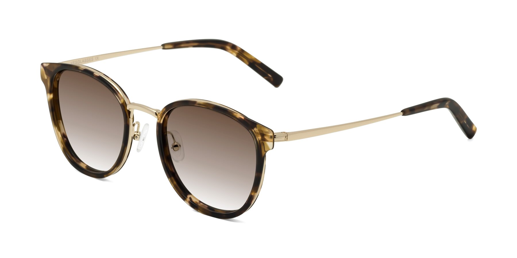 Angle of Callie in Tortoise-Gold with Brown Gradient Lenses