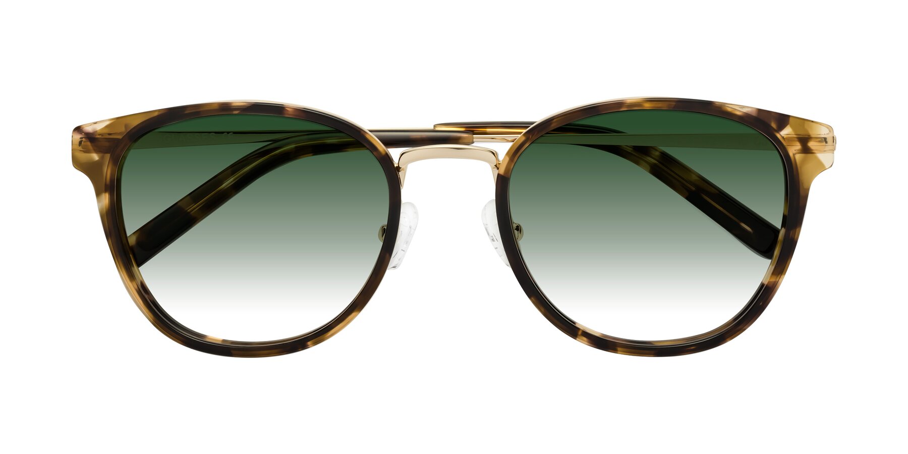 Folded Front of Callie in Tortoise-Gold with Green Gradient Lenses