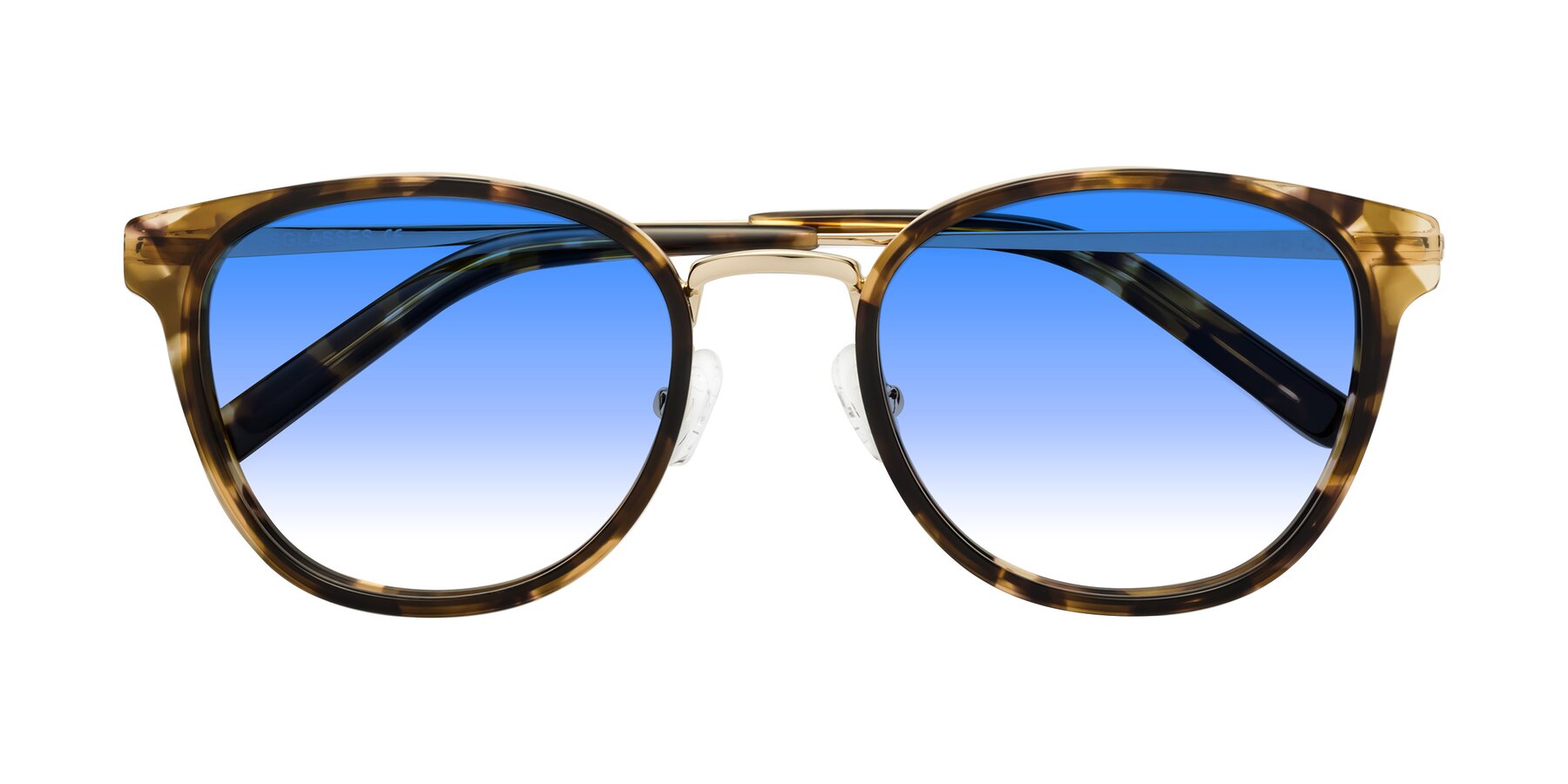 Folded Front of Callie in Tortoise-Gold with Blue Gradient Lenses
