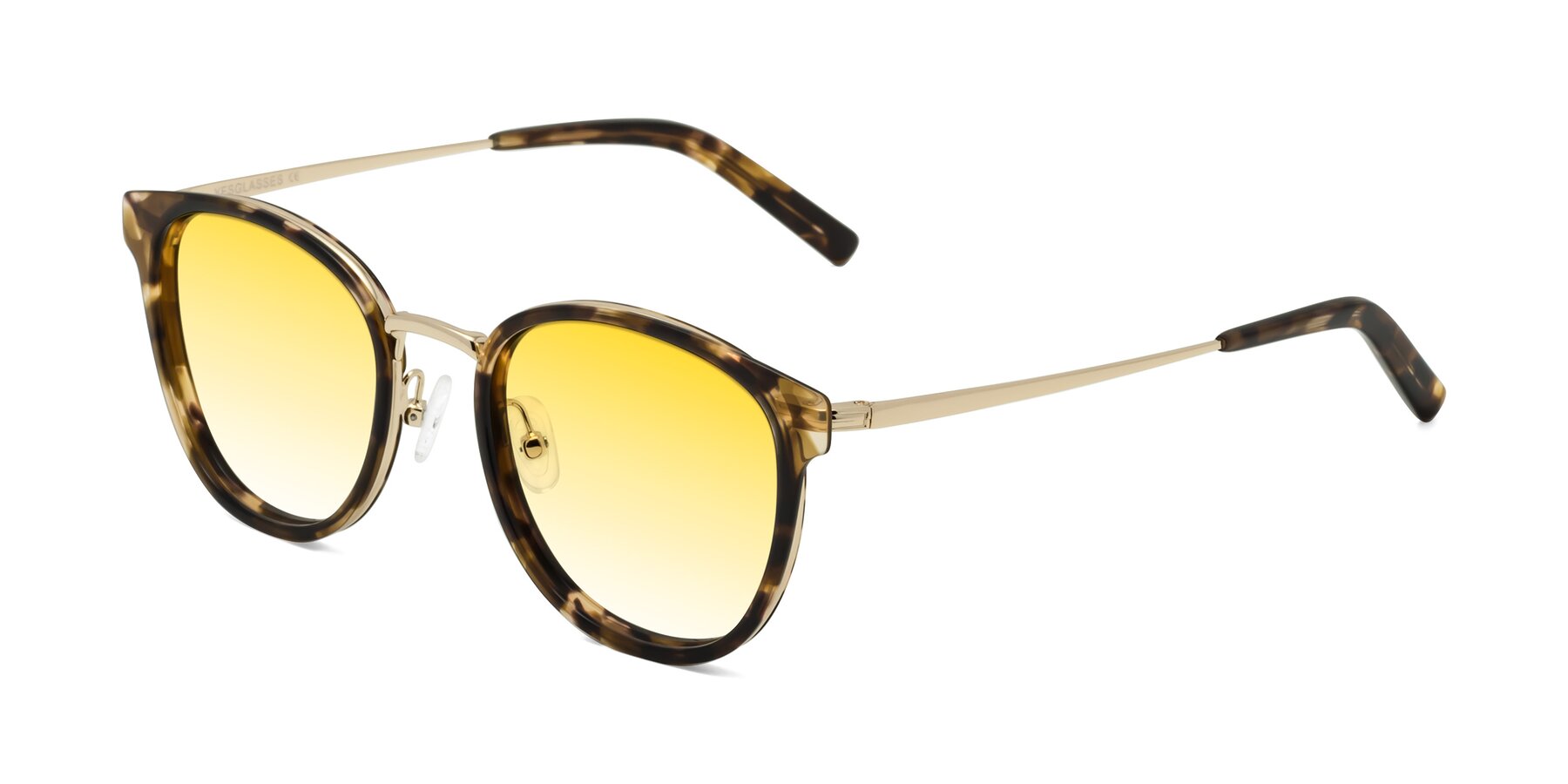 Angle of Callie in Tortoise-Gold with Yellow Gradient Lenses