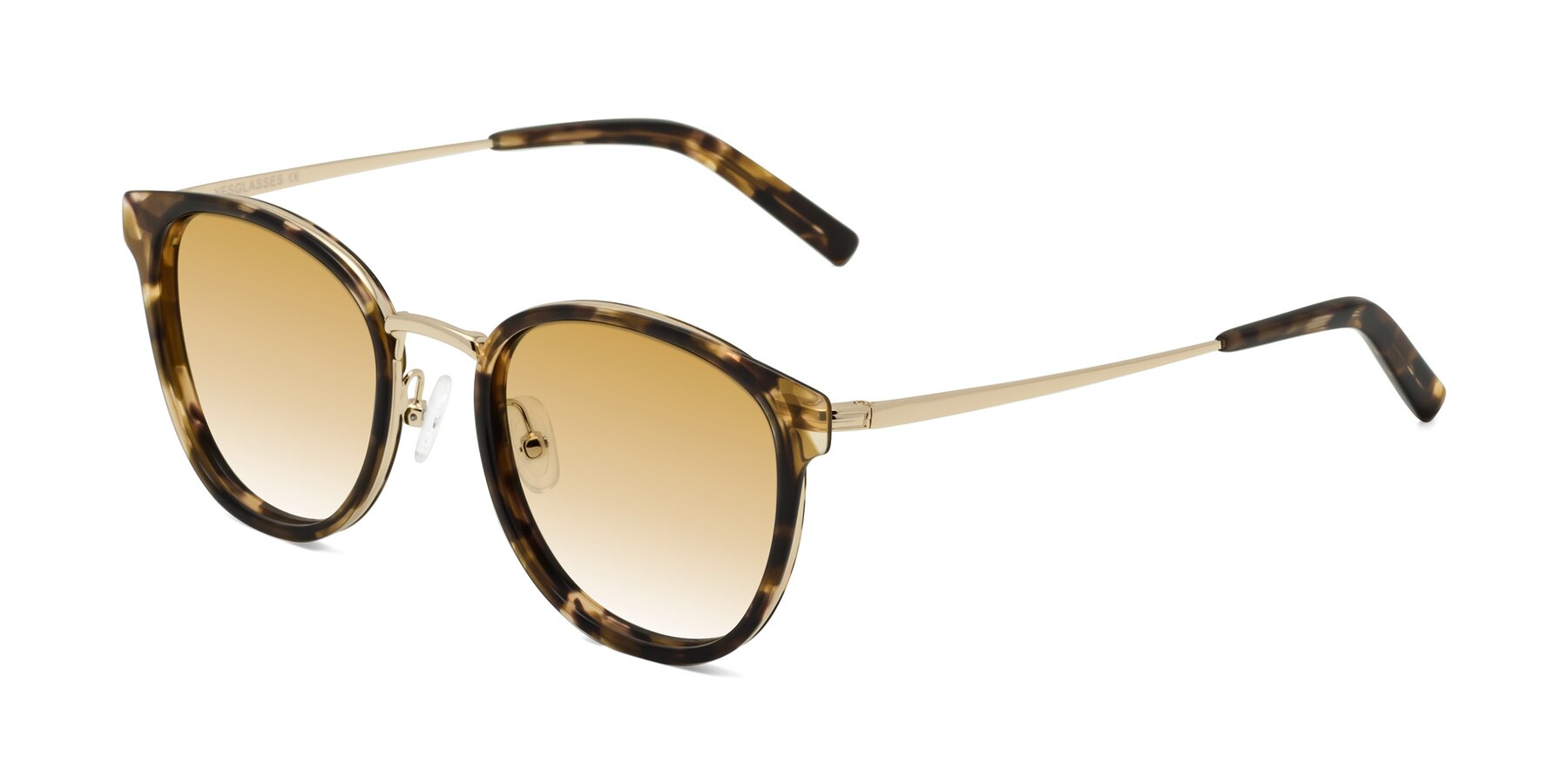 Angle of Callie in Tortoise-Gold with Champagne Gradient Lenses