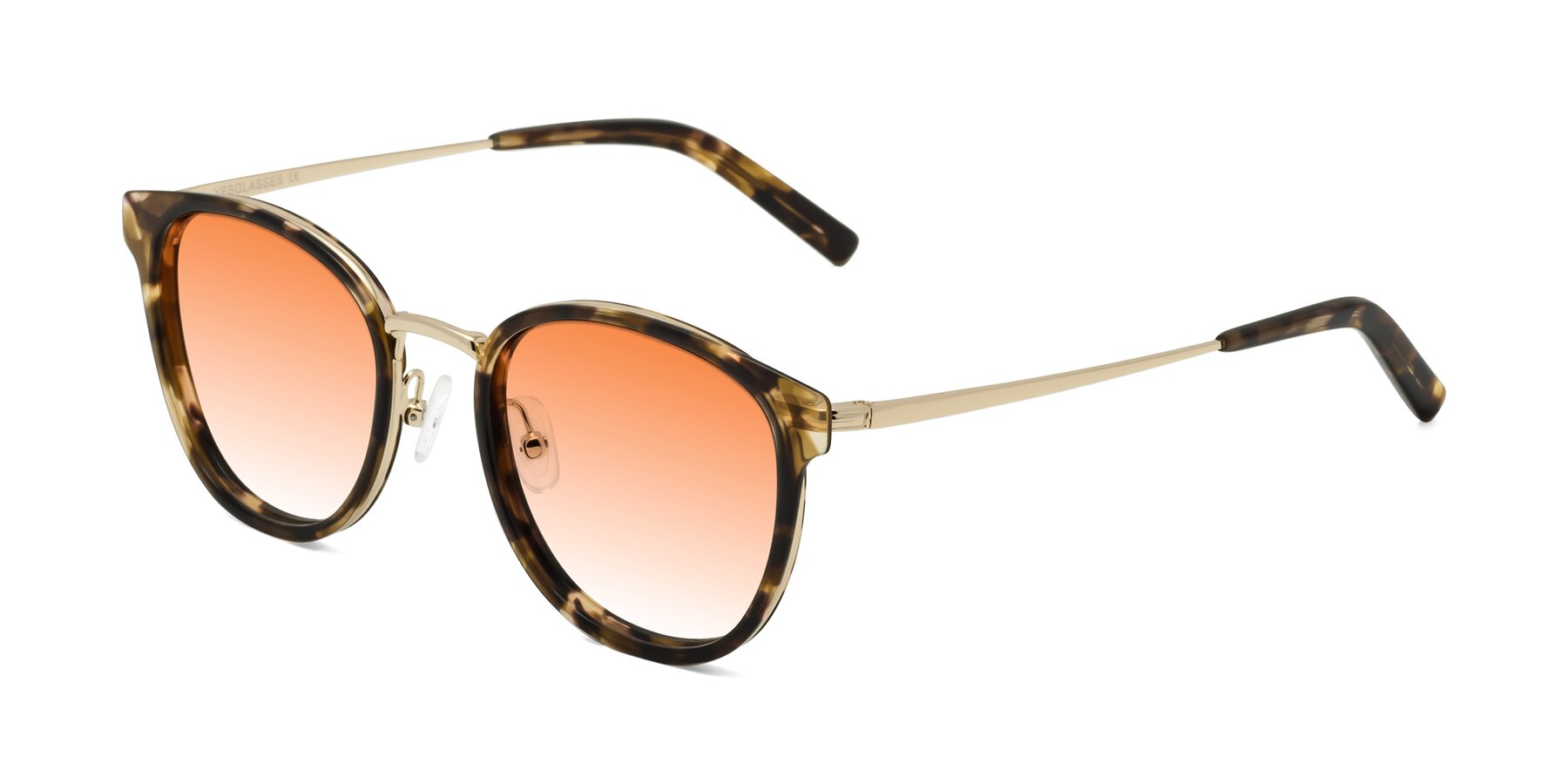 Angle of Callie in Tortoise-Gold with Orange Gradient Lenses