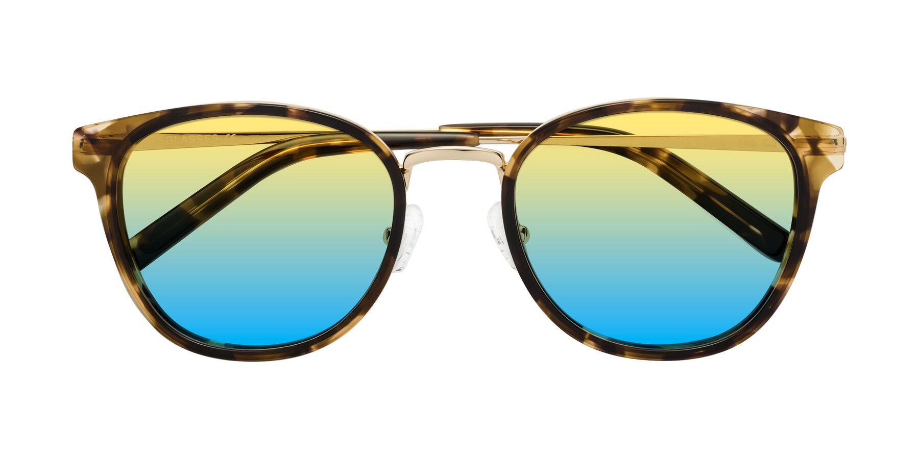 Folded Front of Callie in Tortoise-Gold with Yellow / Blue Gradient Lenses