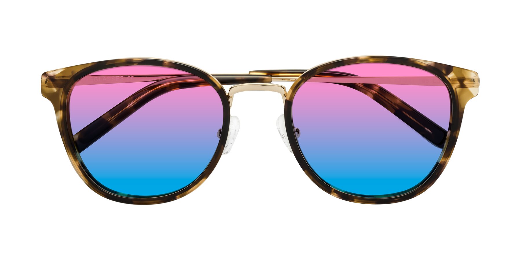 Folded Front of Callie in Tortoise-Gold with Pink / Blue Gradient Lenses