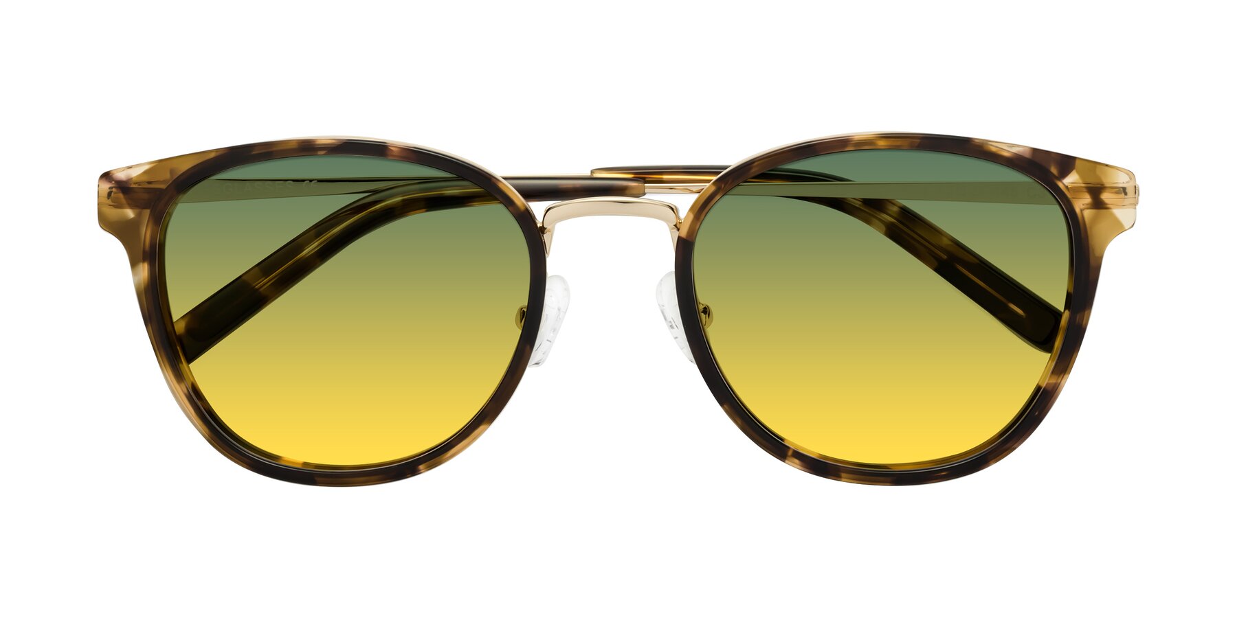 Folded Front of Callie in Tortoise-Gold with Green / Yellow Gradient Lenses