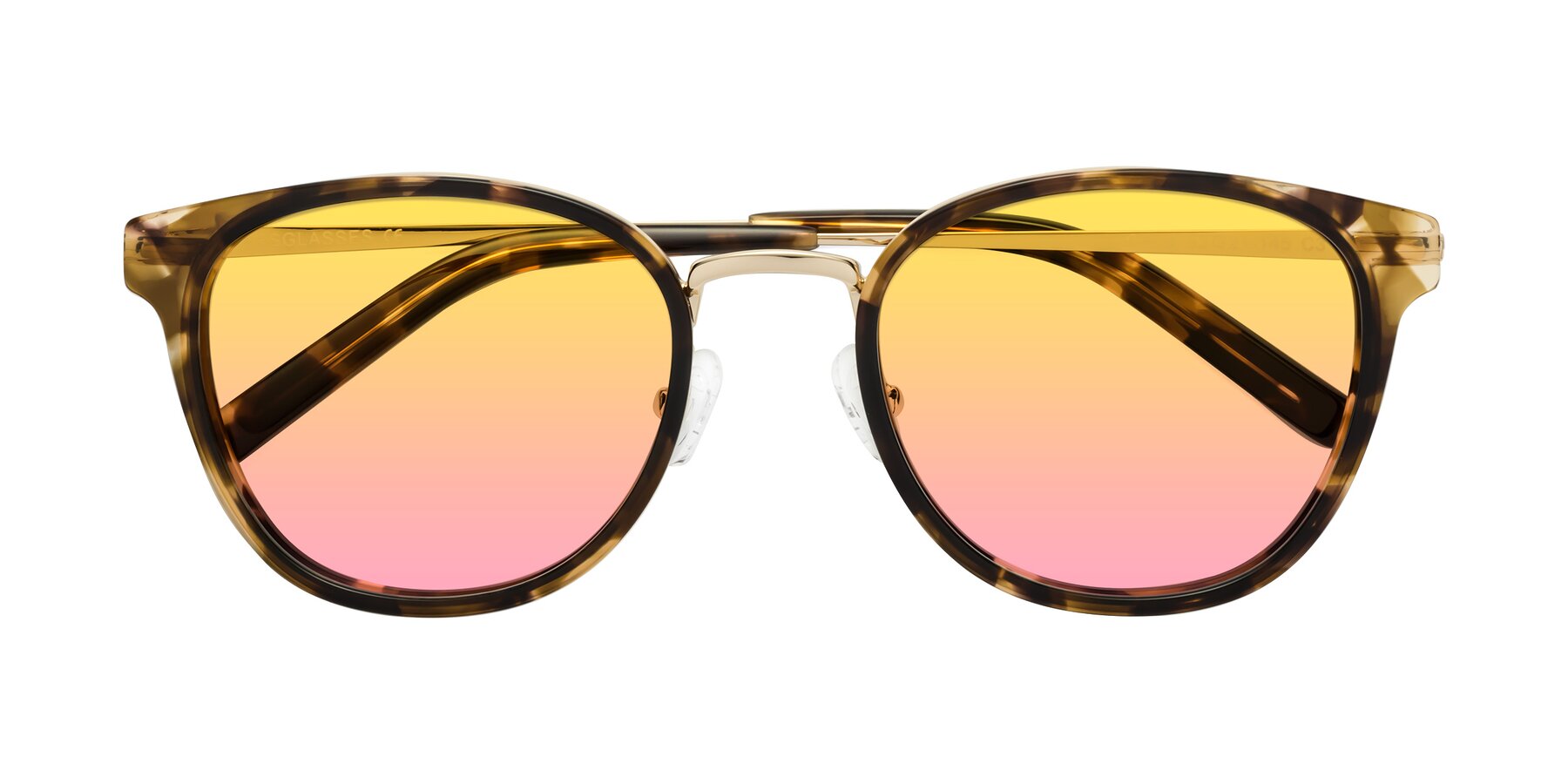 Folded Front of Callie in Tortoise-Gold with Yellow / Pink Gradient Lenses
