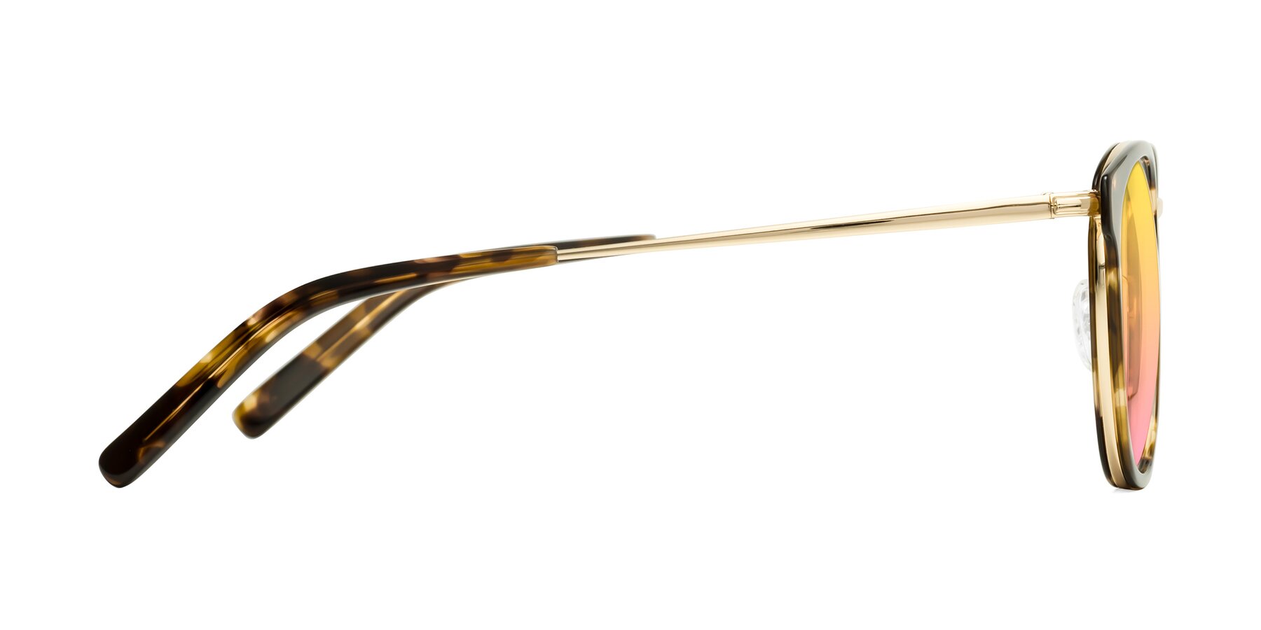 Side of Callie in Tortoise-Gold with Yellow / Pink Gradient Lenses