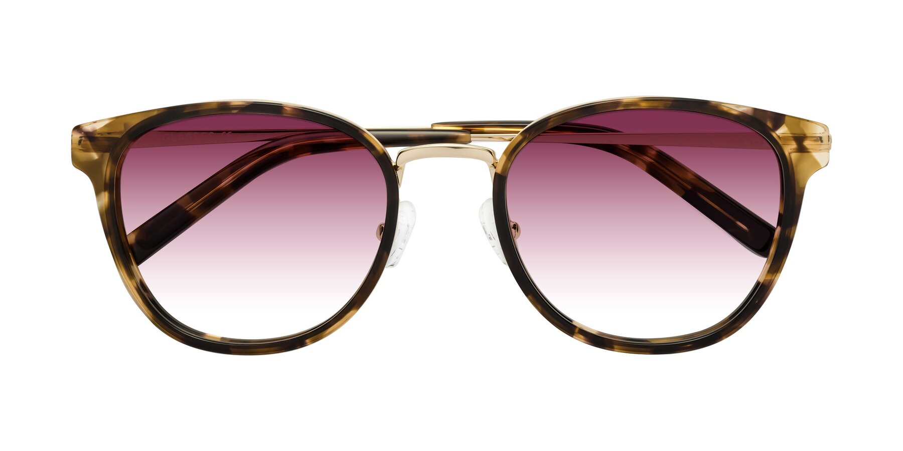 Folded Front of Callie in Tortoise-Gold with Wine Gradient Lenses