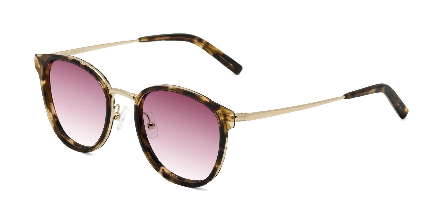 Angle of Callie in Tortoise-Gold with Wine Gradient Lenses