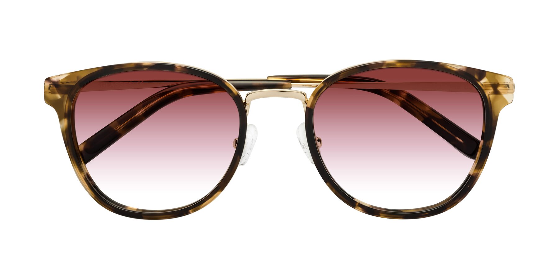 Folded Front of Callie in Tortoise-Gold with Garnet Gradient Lenses