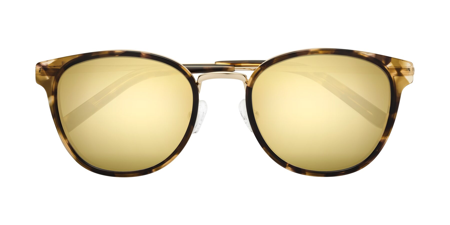 Folded Front of Callie in Tortoise-Gold with Gold Mirrored Lenses