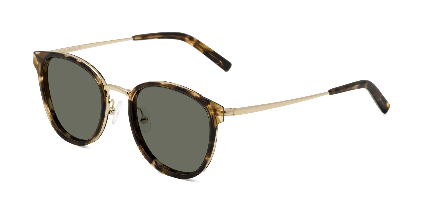 Angle of Callie in Tortoise-Gold with Gray Polarized Lenses