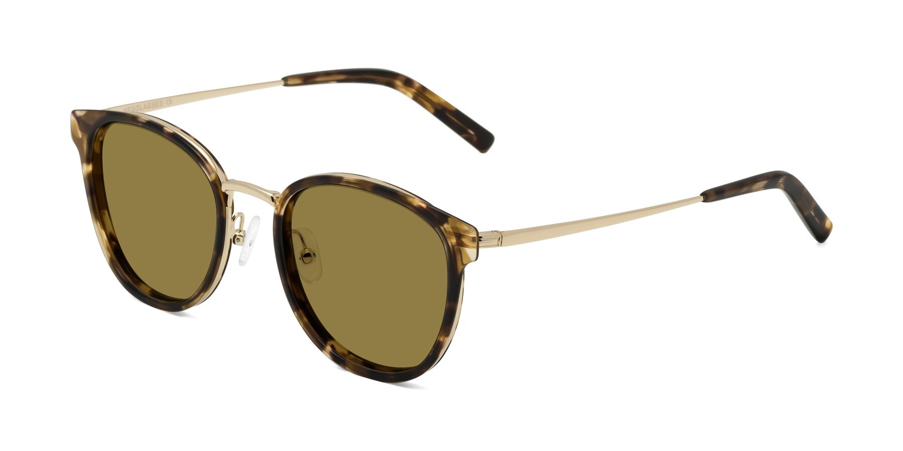 Angle of Callie in Tortoise-Gold with Brown Polarized Lenses