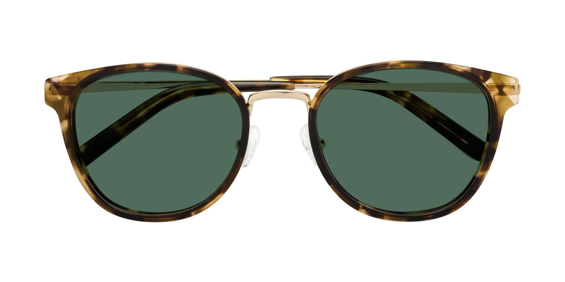 Folded Front of Callie in Tortoise-Gold with Green Polarized Lenses