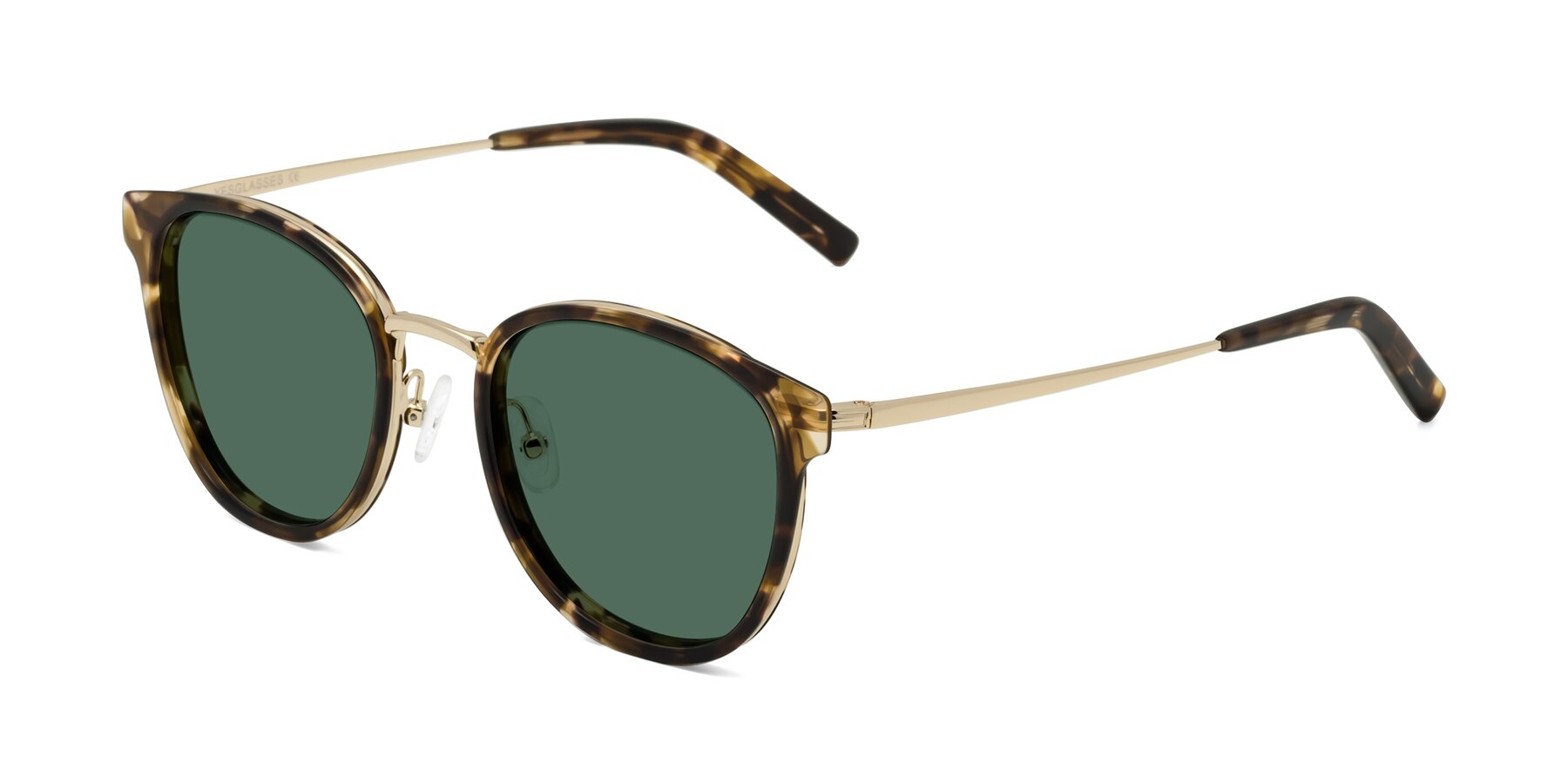Angle of Callie in Tortoise-Gold with Green Polarized Lenses