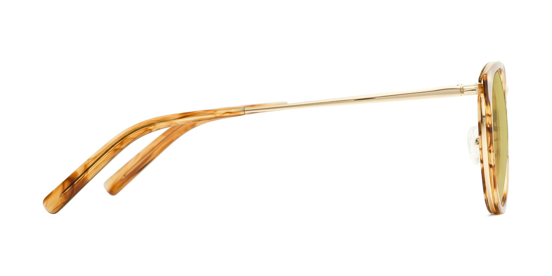 Side of Callie in Amber Striped with Medium Champagne Tinted Lenses