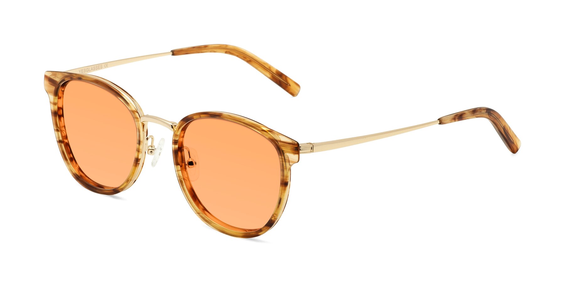 Angle of Callie in Amber Striped with Medium Orange Tinted Lenses