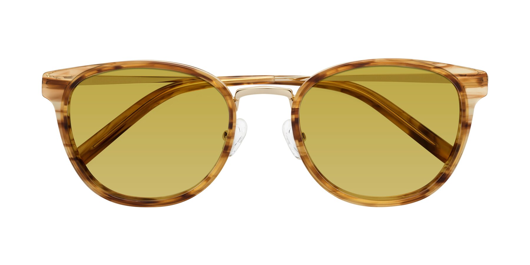 Folded Front of Callie in Amber Striped with Champagne Tinted Lenses