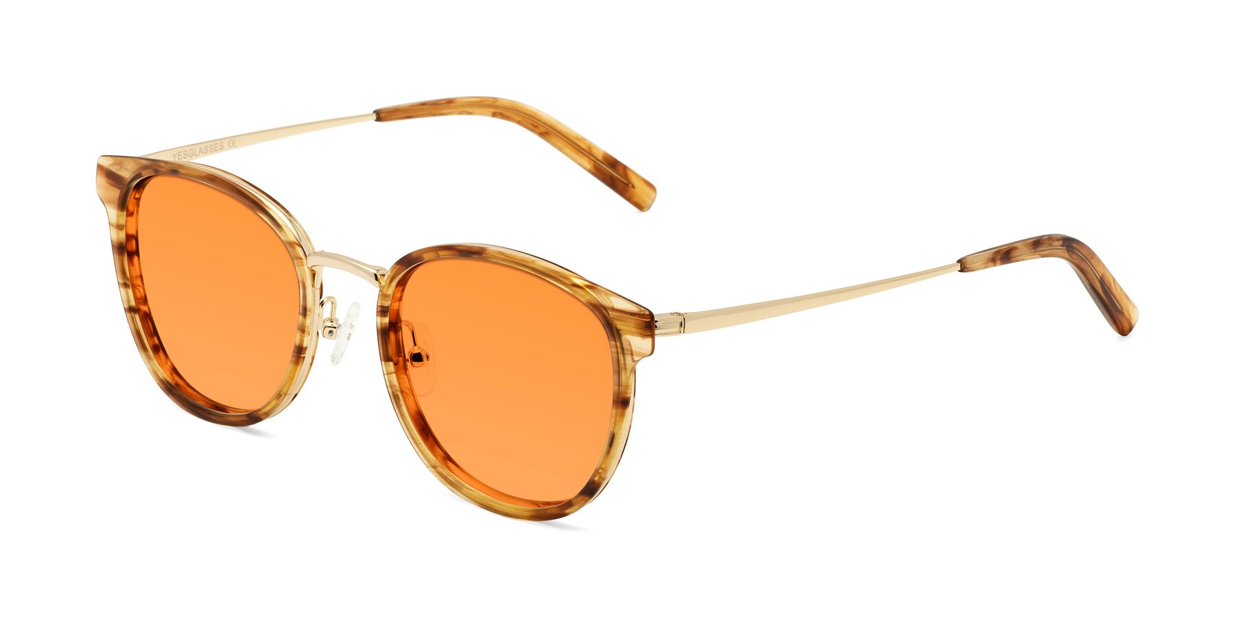 Angle of Callie in Amber Striped with Orange Tinted Lenses
